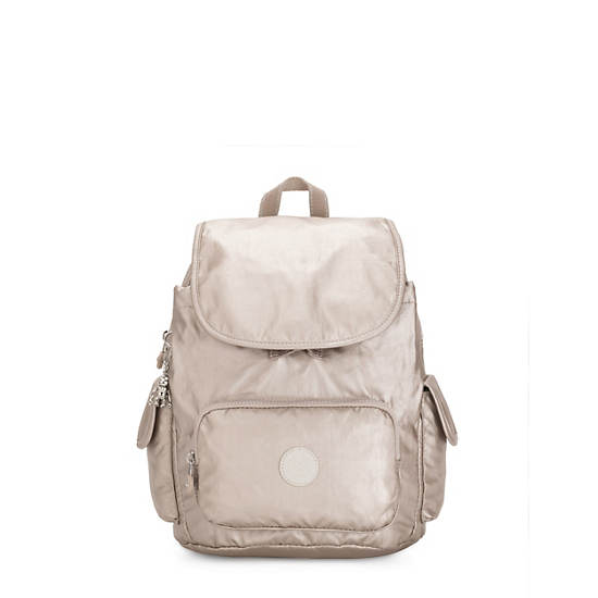 Kipling City Pack Small Metallic Ryggsekk Beige | NO 1700FD